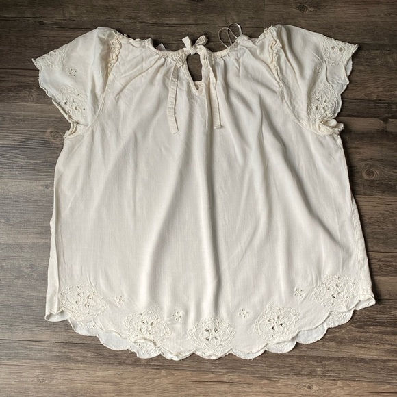 LC Lauren Conrad Women’s Cream Scoopneck Blouse Size L - Picture 7 of 8